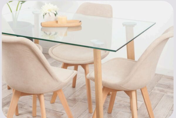 juego de comedor rectangular con sillas tulip eames